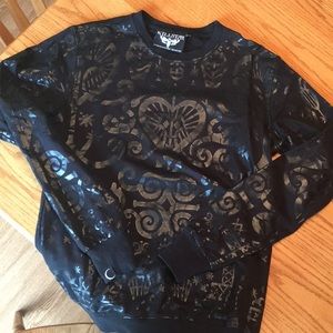 Killstar Black Glossy Pattern Crewneck Sweatshirt